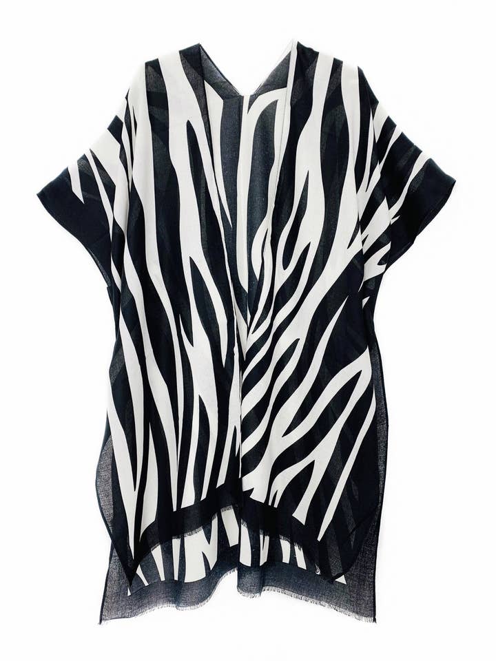 JC Sunny Fashion - Wholesale Kimono - Women's - Special Offer $5.25! White-Black Zebra Kimono