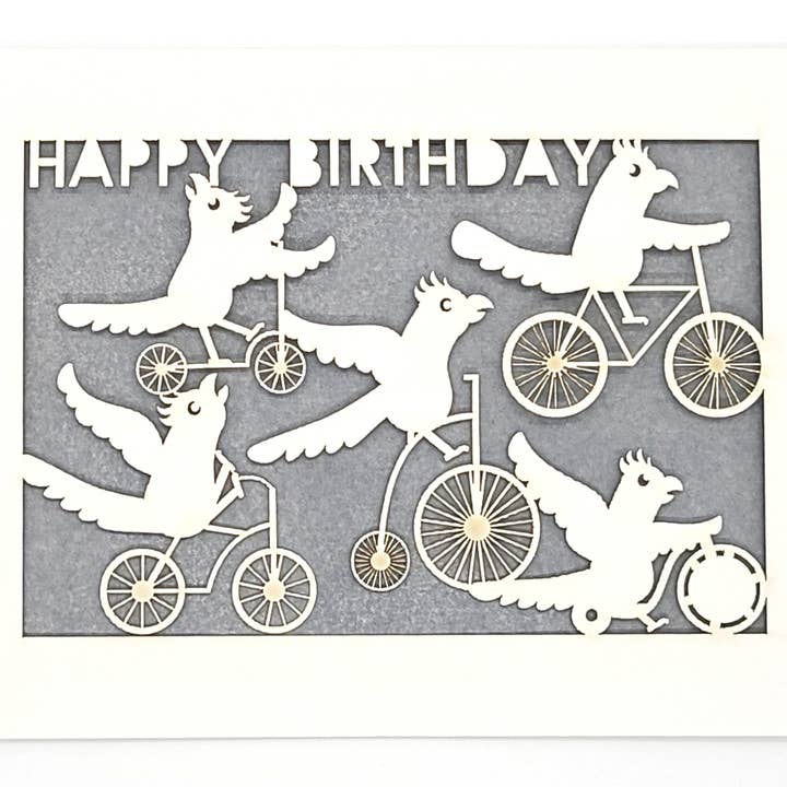 two hermanas - Wholesale Birthday Card - Happy Birthday - Parrots on Bikes Birthday Card2