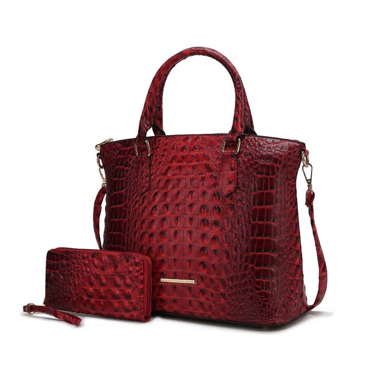 MKF Collection - Wholesale Tote Bag - Women's - MKF Collection Liora Croc Embossed Tote and Set Handbag.10