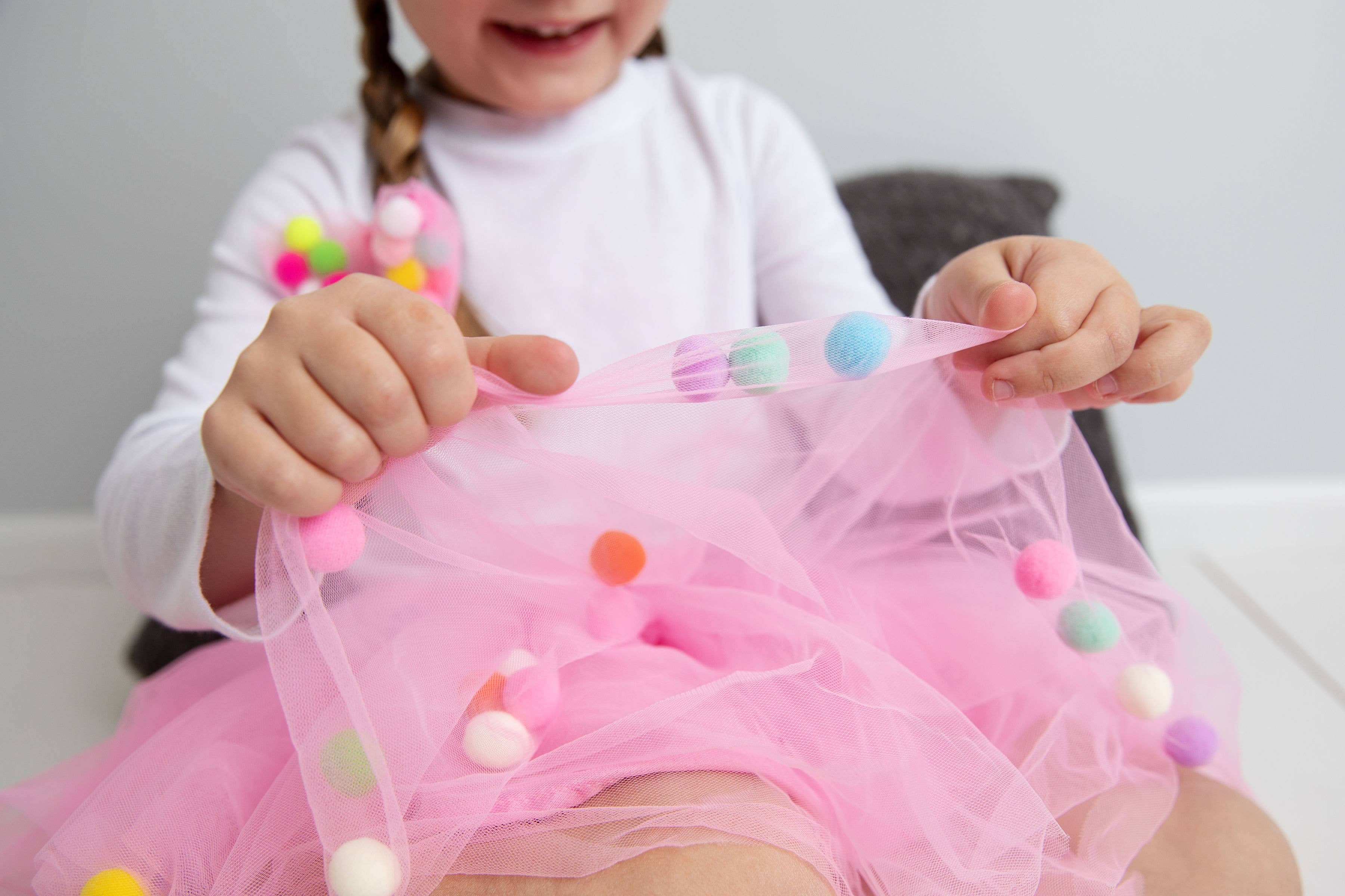 Tutu Joli LLC – wholesale Tutu - Barn – Tutu kjol | Pom Pom Tutu & Bow Hair Slips 2PC Set | Alla färger4