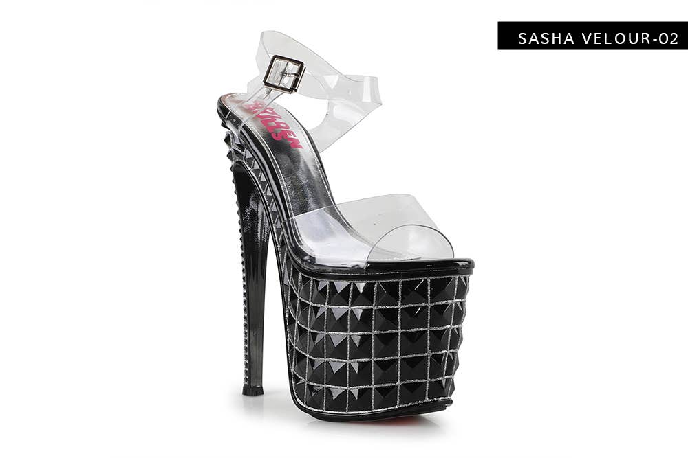 Anthony Wang – Großhandel Plateauschuhe – Damen – Anthony Wang Sasha Velour-02 Plateau-Sandalen mit hohem Keilabsatz2