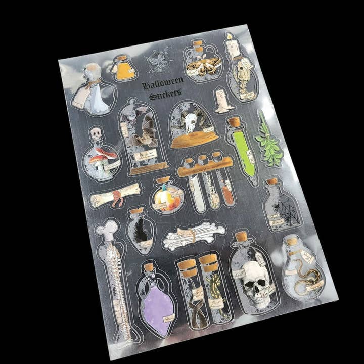Hoja de pegatinas para botellas de Halloween para venta al por mayor de CoraCreaCrafts