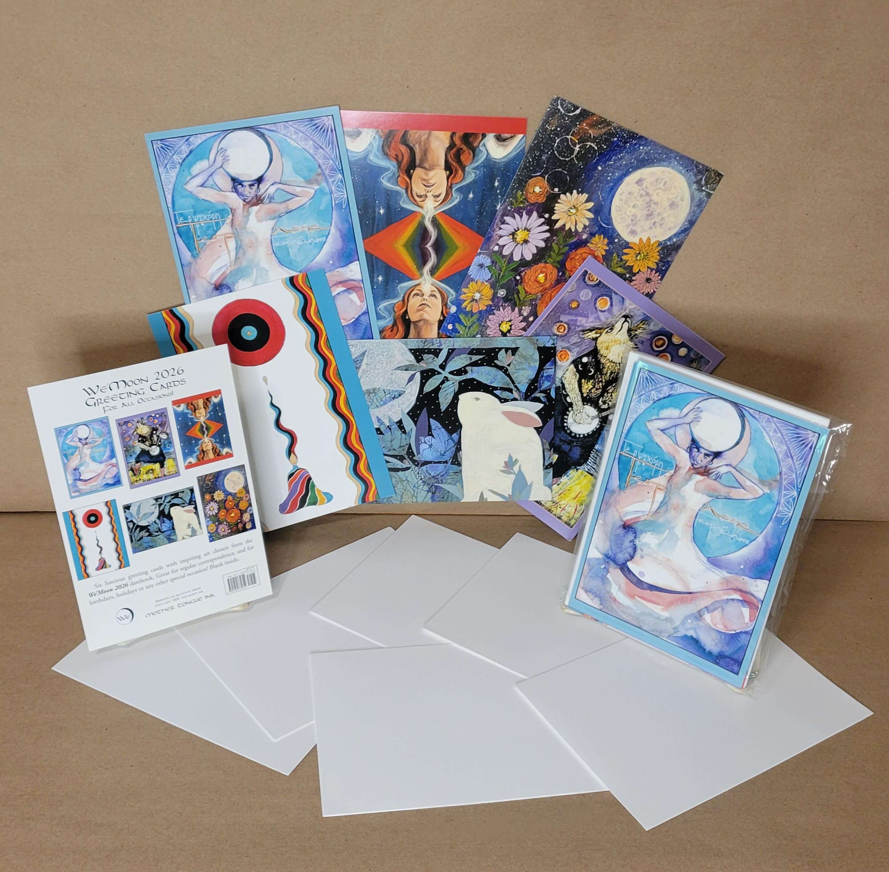 We'Moon - Venta al por mayor Tarjetas de felicitación - Pack de 6 Tarjetas de Felicitación 2026: Con Arte Femenino para Todas las Ocasiones6