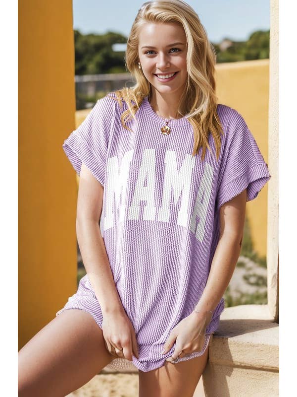 HEIMISH - Wholesale Tunic - Women's - ET7523-10 SOLID RIBBED LETTERING TOP