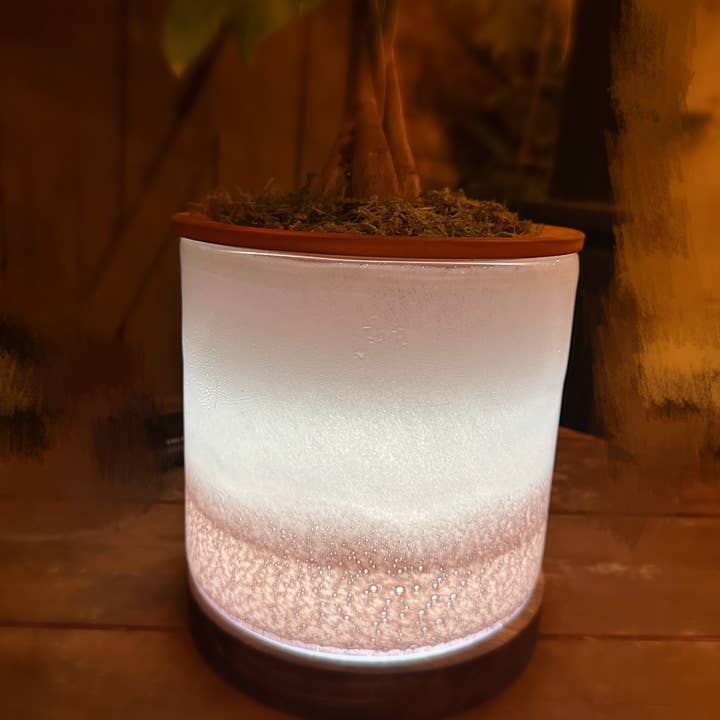 ApricotMint - Wholesale Plant Pot - 8" Art Glass LED Self Watering Planter (USB Plug-in)12