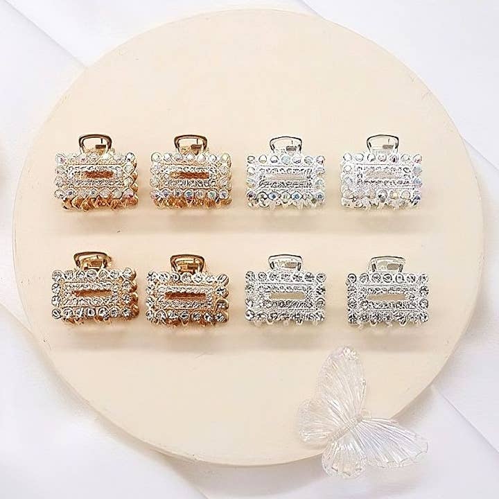 Diacly - Wholesale Hair Clip - Women's - 12pk Rectangle Mini Bling Hair Jaw Clip