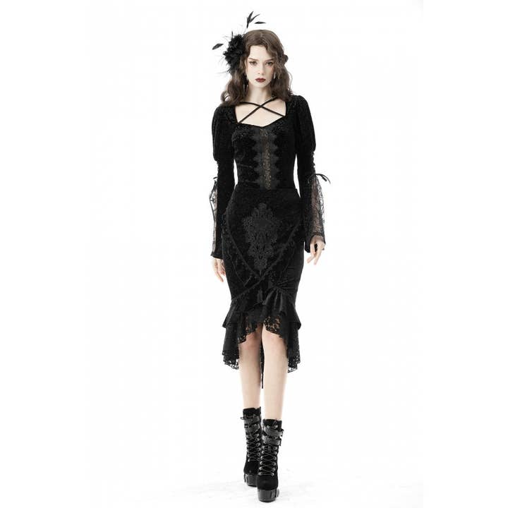 Necessary Evil (Kate's Clothing Ltd T/As) - Wholesale Skirt - Women's - Dark In Love Zira Velvet Fishtail Skirt