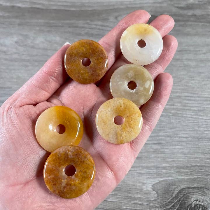 Keystone Crystals - Wholesale Spiritual Stone/Crystal - Donut Pi Stone 30mm Gemstone Pendant – Strung or Plain7