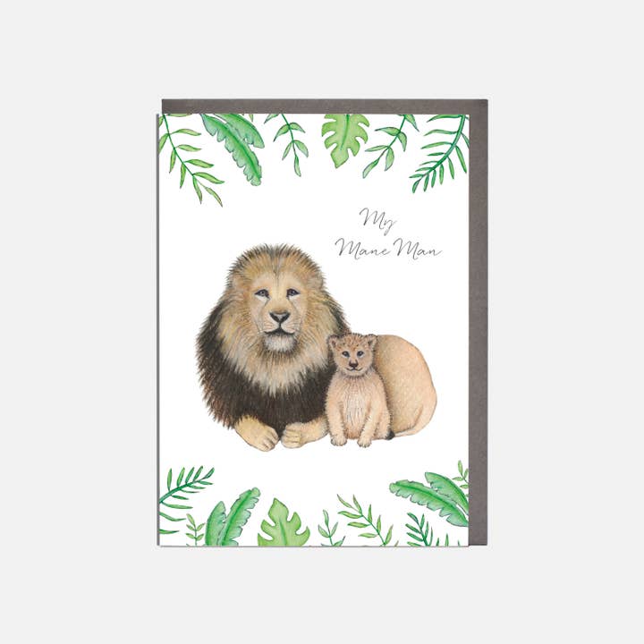 Lion & Cub Father's Day Card - 'My Mane Man' for wholesale by Lottie Murphy