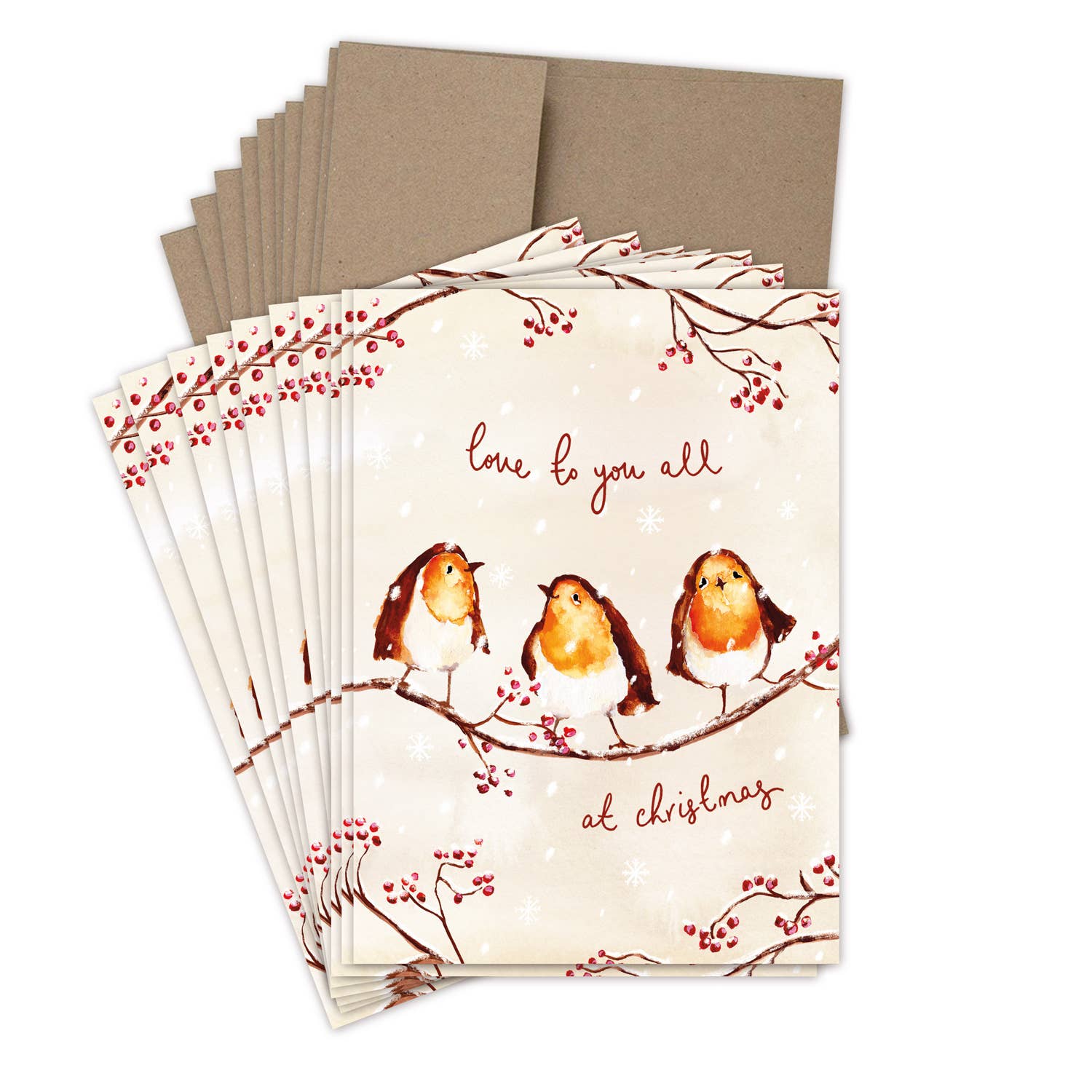 Biely & Shoaf – Großhandel Weihnachtskarte – Weihnachtskarten von Robins Love To You All, verpackt, 10 Stück3