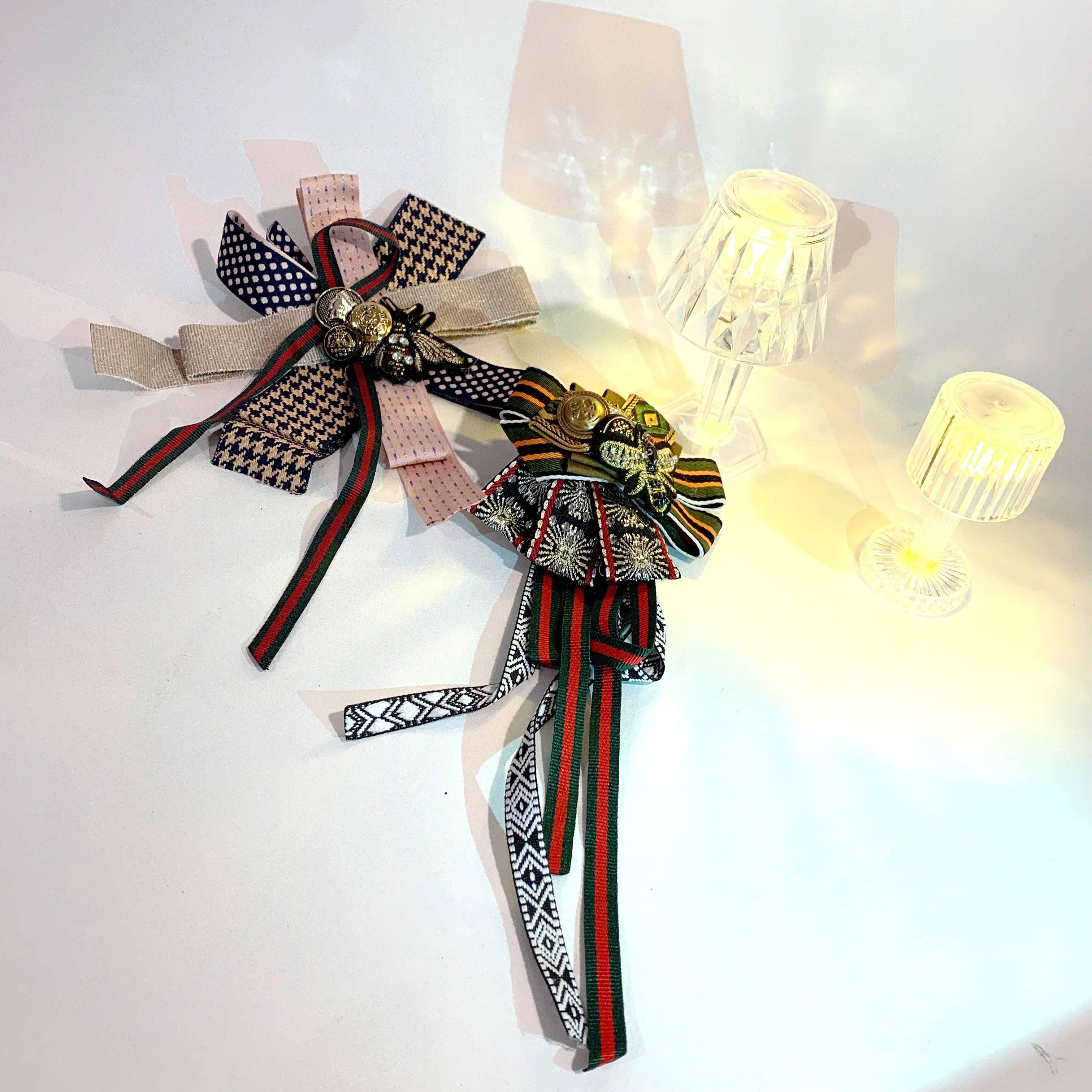 Atisha Spiritual Shop - Wholesale Brooch - VINTAGE BROOCH ~ long tail - vintage fabric brooches with trimmings, buttons, jewelry. Unique pieces3