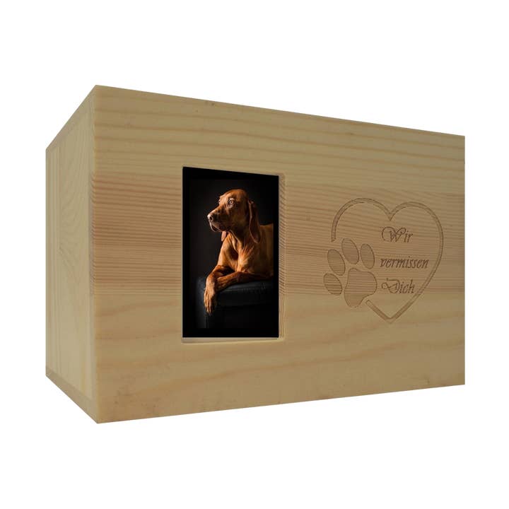 Urna para animais de estimação em madeira com porta-retratos - 16x11x11 cm por atacado de petbye
