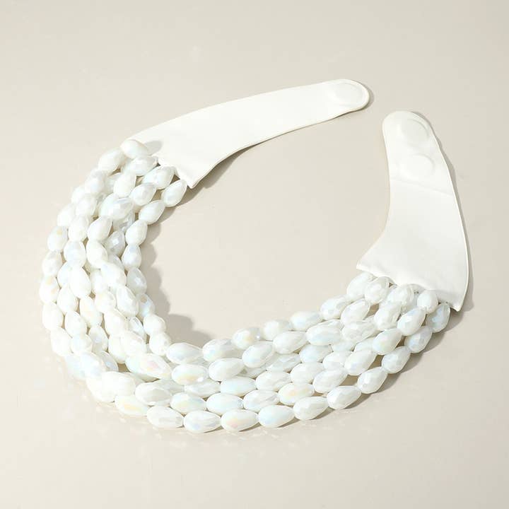 Sensibling Corp. - Wholesale Beaded/Pearl Necklace - Chunky Teardrop Bead Multi Faux Leather Magnetic Necklace
