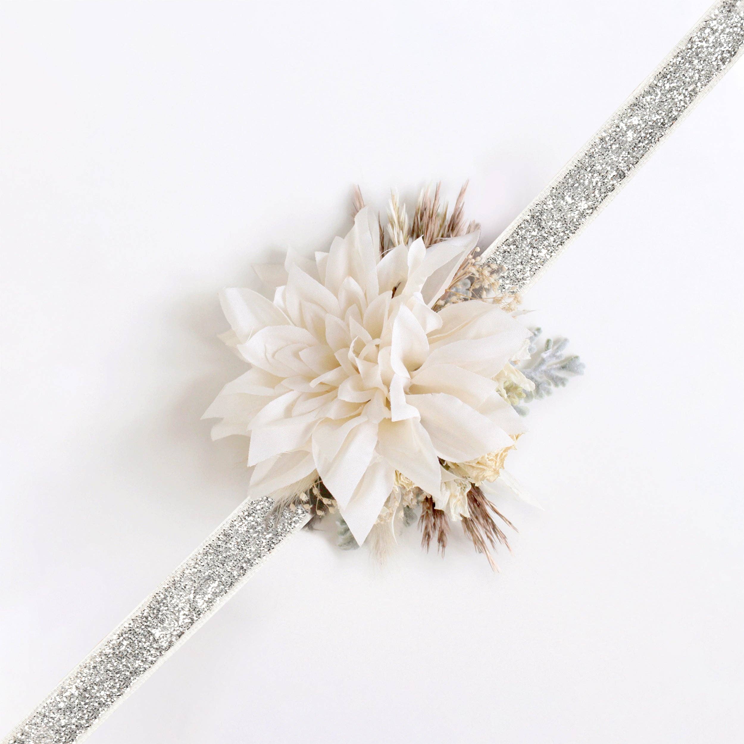 LA Ribbons Wholesale – Großhandel Band – Geschenke verpacken – 5/8" Drahtkante Corsage Band | Silber Glitzer | 25 Yard Rolle5