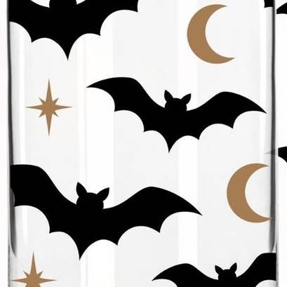 Bats and Moons Cup, Glass 16oz Coffee Cup, Halloween CupĀ for wholesale by Dm Crafting
