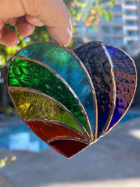 Stained glass stars and Talavera – wholesale Solfångare – Handgjord regnbågsfärgad glashjärta solfångare6