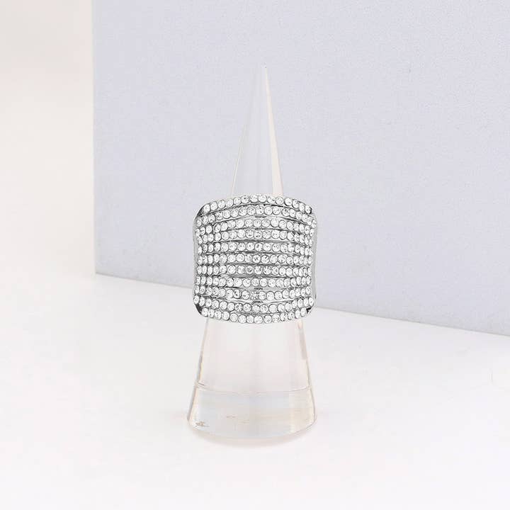 Sensibling Corp. - Wholesale Multi-Stone Ring - Rhinestone Pave Multi Row Stretch Ring