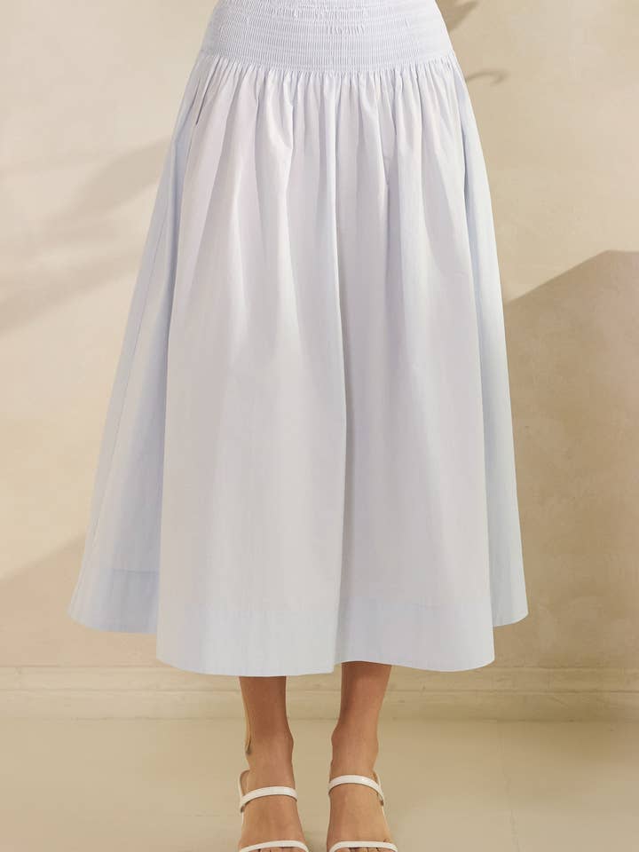 JUPE MAXI EN POPELINE À TAILLE FUMÉE IS-10131 pour la vente par Tres Bien, Inc