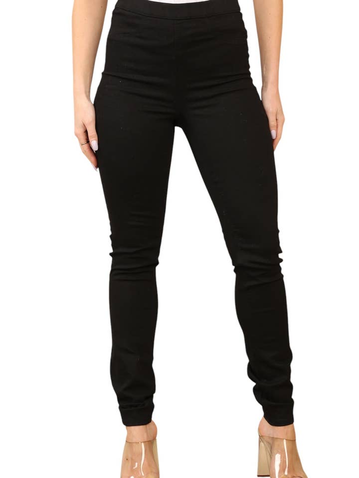 Women's Black High Waisted Skinny Fit Stretch Jeans Jeggings with Elasticated Waist for wholesale on Faire