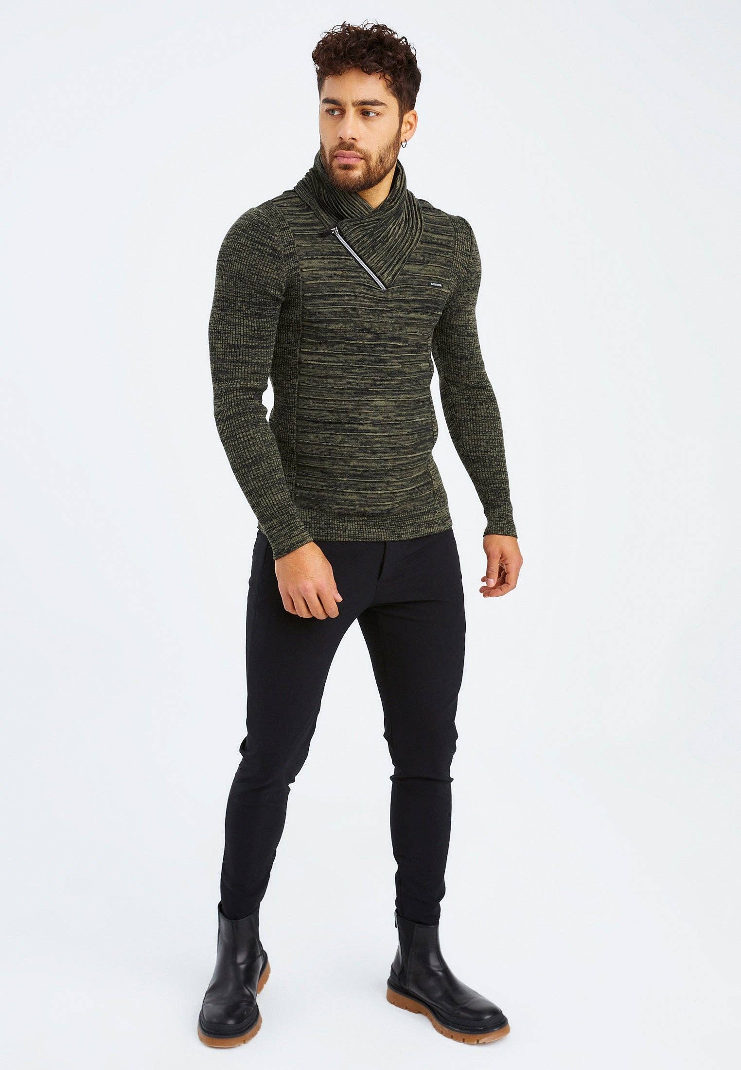 Leif Nelson GmbH - Wholesale Knit Sweater - Men's - Men's Knit Sweater Fine Knit Shawl Collar LN-153532