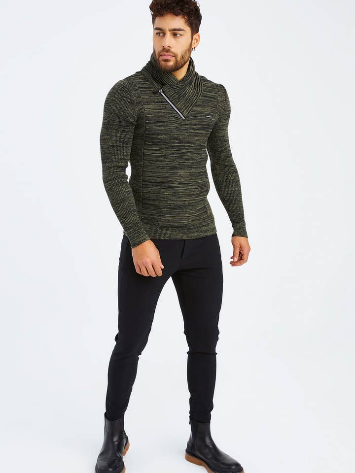 Leif Nelson GmbH - Wholesale Knit Sweater - Men's - Men's Knit Sweater Fine Knit Shawl Collar LN-153532