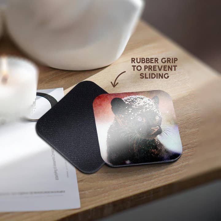 3dRose - Wholesale Coasters - 3dRose, Baby Panther Image Of Watercolor Painting, Coaster10