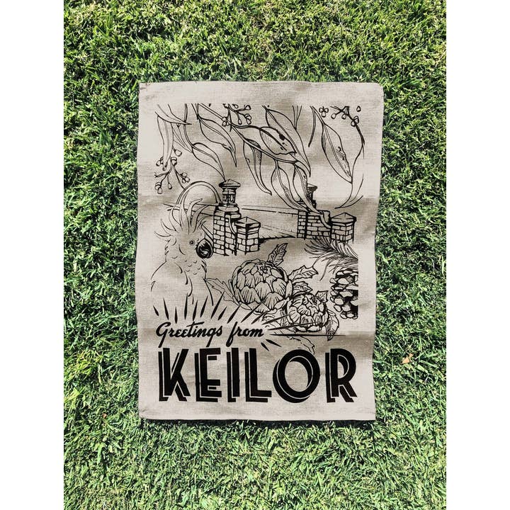 Greetings from Keilor Tea Towel for wholesale by Happy Day People