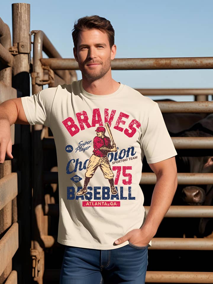 Top Knot Apparel - Wholesale Screen Printed T-Shirt - Men's - Vintage Braves T-Shirt0