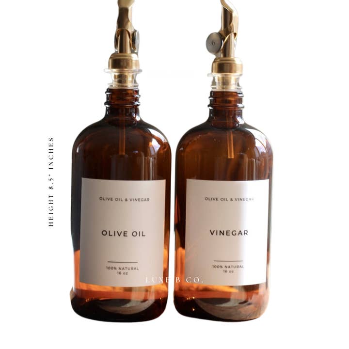 Luxe B Co - Wholesale Oil/Vinegar Dispenser - Olive Oil & Vinegar Glass Amber Bottles