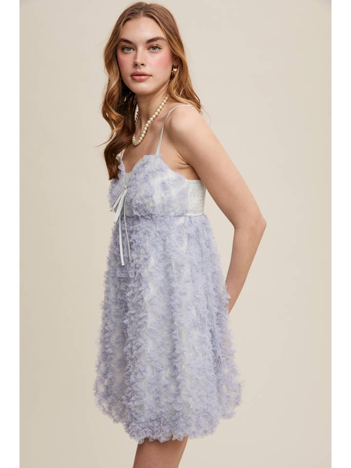 Listicle - Wholesale Dress - Women's - Fluffy Mesh Lace Layered Mini Dress20