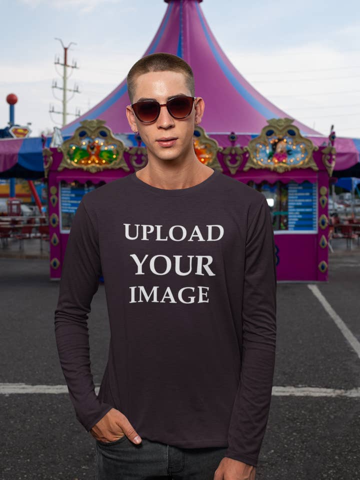 100% bomullsbrun långärmad T-shirt Skriv ut din egen design för wholesale av Tshirtplus