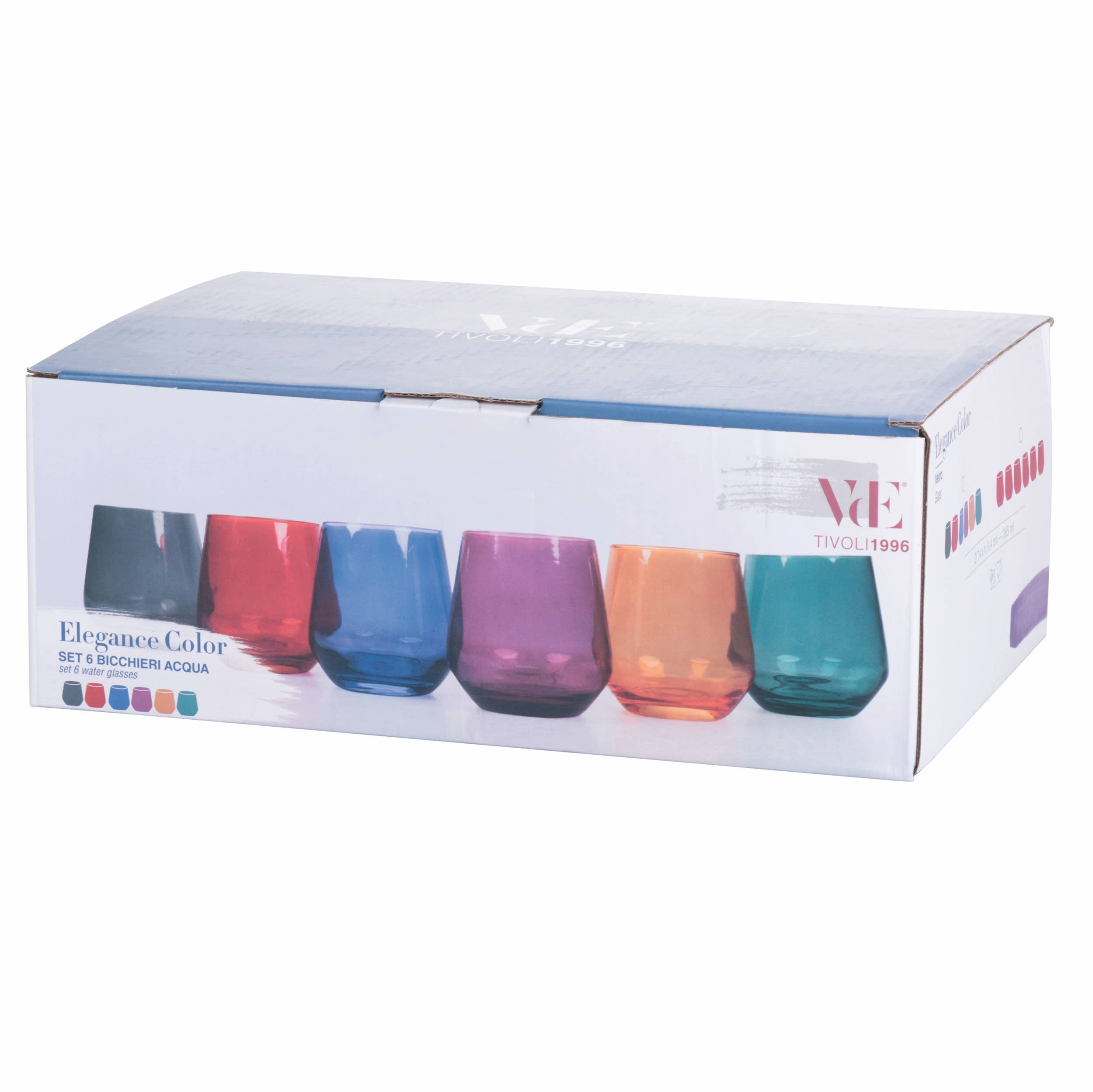 VdE Tivoli 1996 – Engroshandel Drikkeglas/kop – ELEGANCE FARVESÆT 6 GLAS 365 ML7