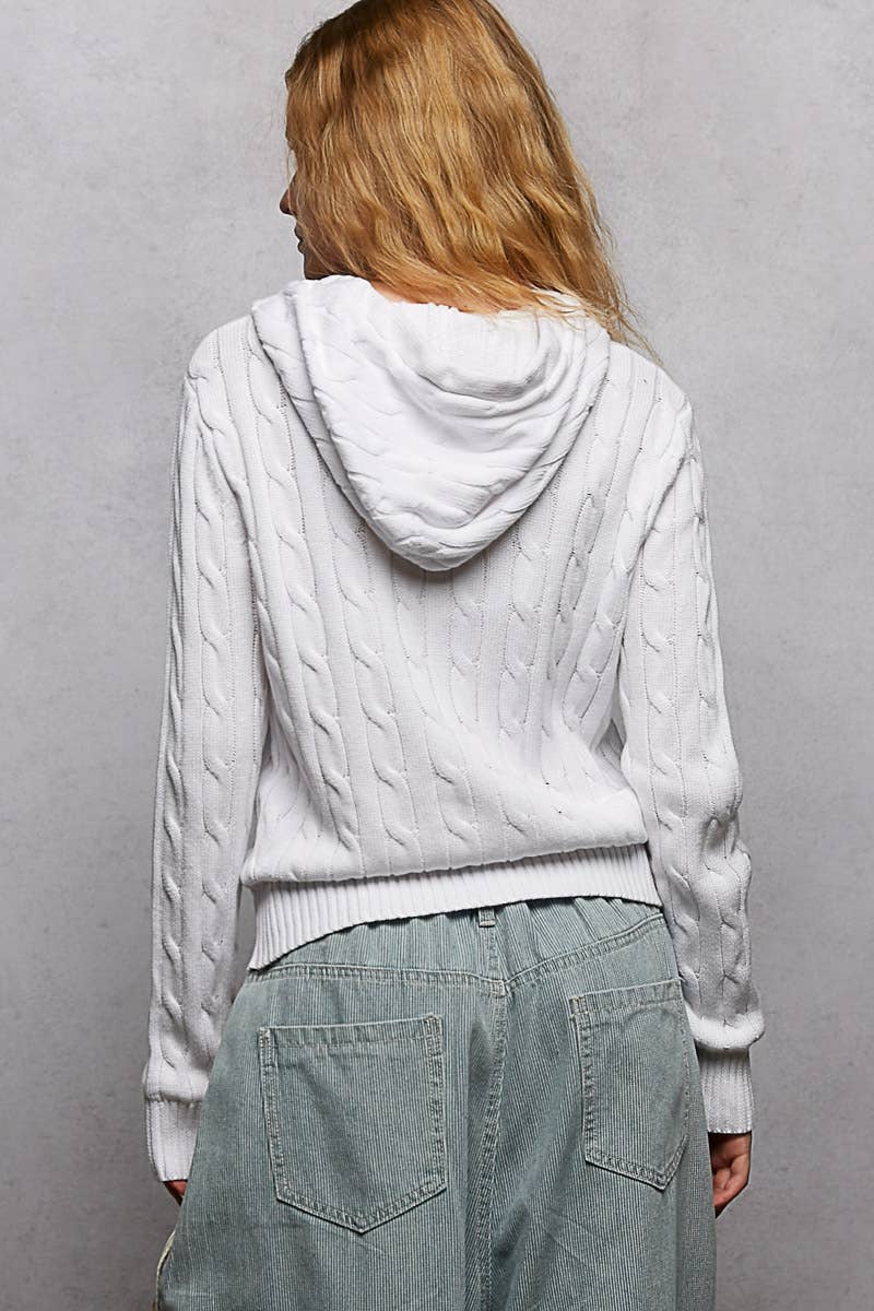 Pol Clothing - Wholesale Hoodie - Women's - Full Sleeve Solid Acrylic Sweater Hoodie Zip Up Knit Top23