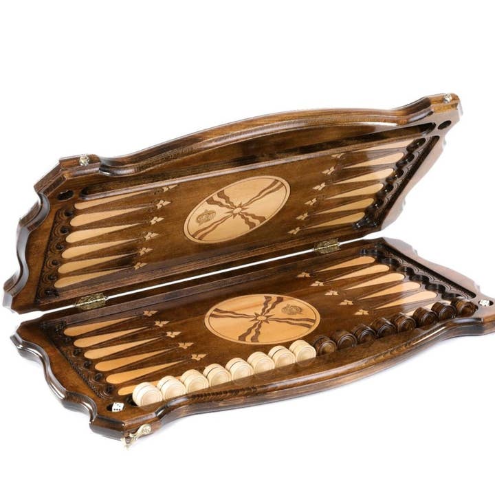 Hrachya Ohanyan - Wholesale Board Game - Assyrian coat of arms backgammon with copyrighted contour outline 24" x 24" x 2"1