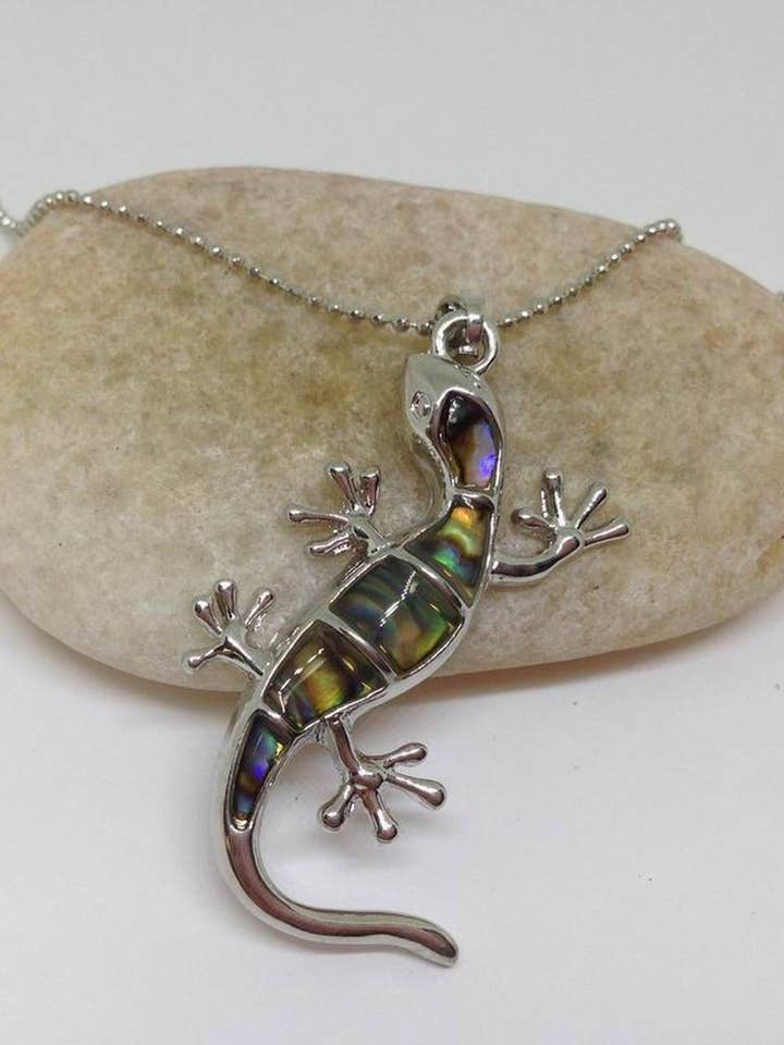 Paua Shell Lizard ketting, hagedis oorbellen voor wholesale door SimpleNGreat