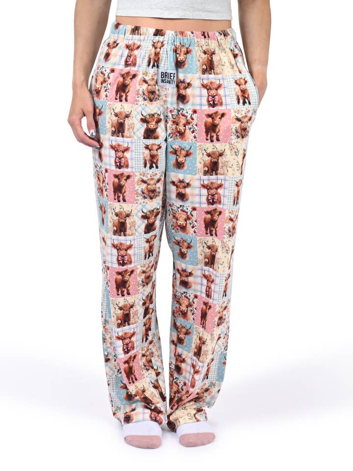 Highland Cow Quilt Pajama Pants for wholesale by BRIEF INSANITY