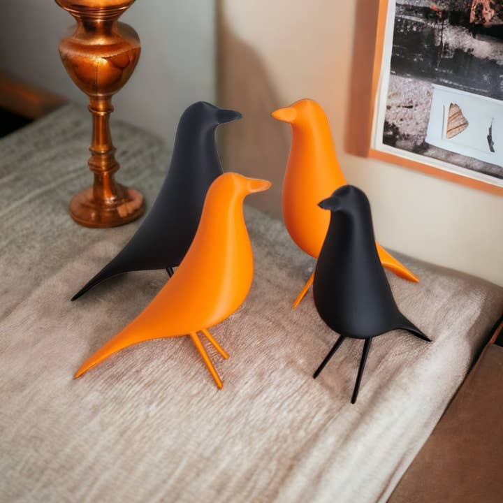 Retro Layers - Wholesale Decorative Figurine - Mid Century Modern Minimalist Bird Family (Set of 4) Retro