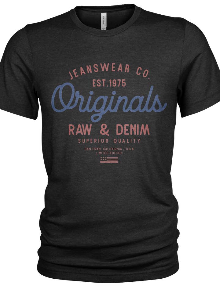 Original Raw Denim Black Organic Cotton T Shirt for Men for wholesale by Union Made Raw Denim