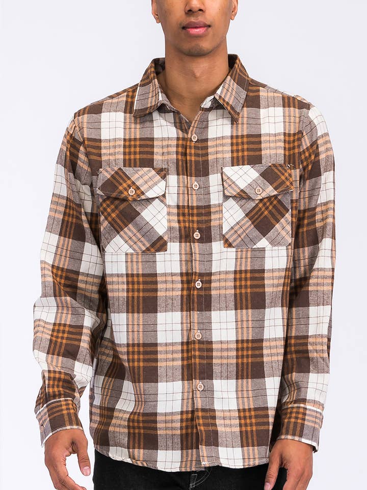 UNISEX LONG SLEEVE FLANNEL BUTTON DOWN SHIRT for wholesale by WEIV