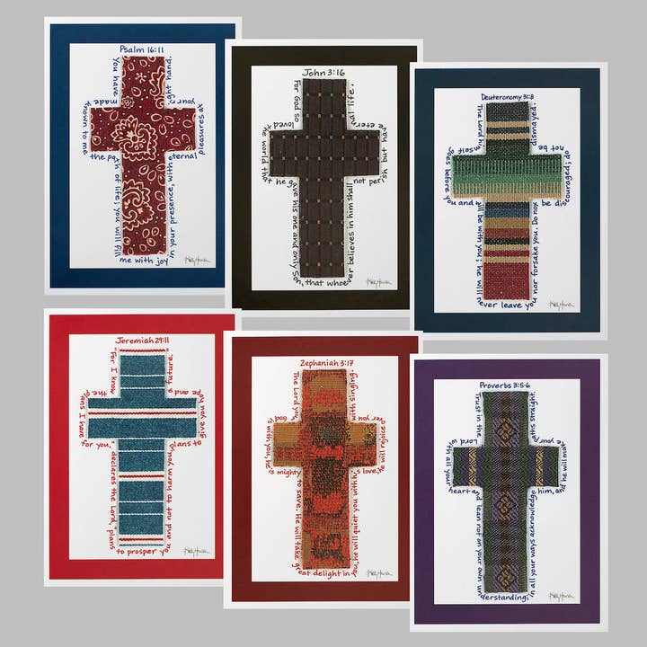 Fabric Crosses Note Card Set for wholesale by Inspirational Arts - Faith-inspired Christian gifts