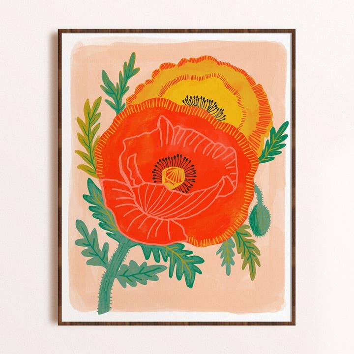 Poppy Garden - Botanical Art Print for wholesale by Dream Folk Studio