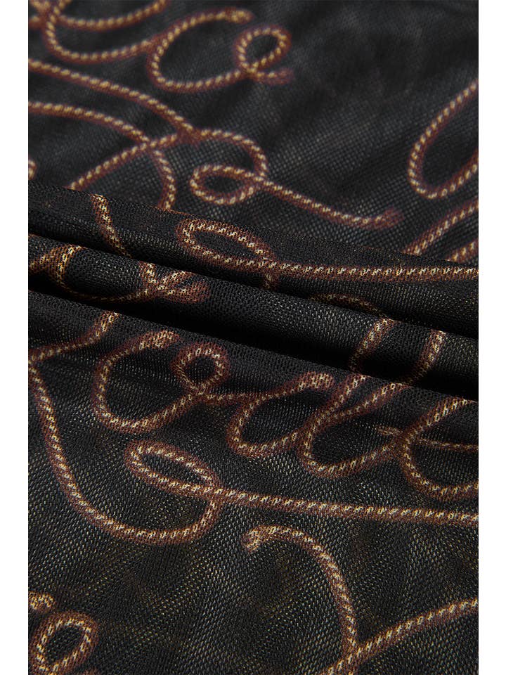 Svart Western Rodeo Mesh Polokrage Långärmad Topp för wholesale på Faire8