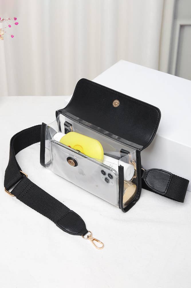 Hana - Wholesale Crossbody Bag - Women's - Solid Trim Clear Stadium Crossbody Bag6