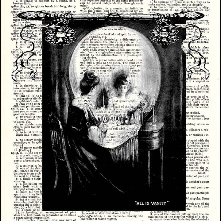 All is Vanity Skull Dictionary Print for wholesale by Fresh Prints of CT
