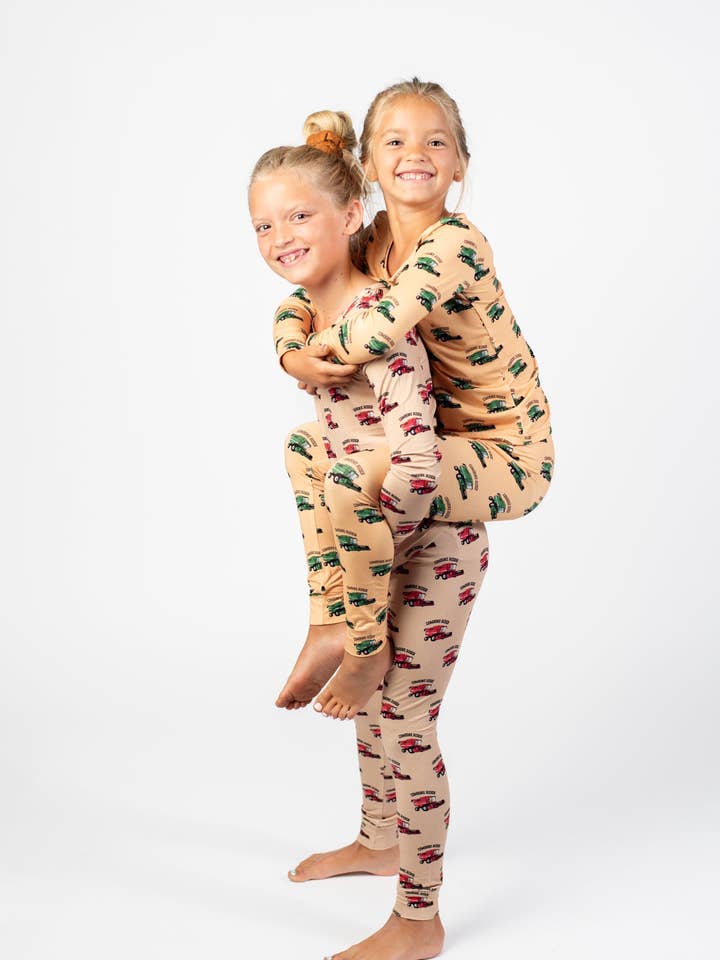 American Farm Company - Wholesale Sleepwear Set - Kids - Green Combine Rider Toddler/Youth Bamboo Pajama Set9