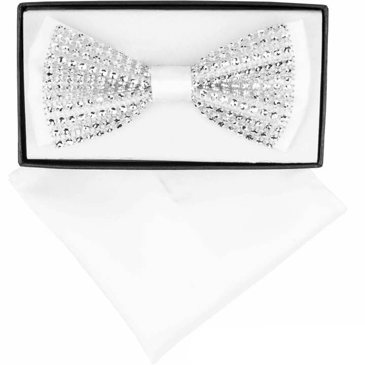 Dubal Brothers - Wholesale Bow Tie - Men's - VITTORIO FARINA Rhinestone Bowtie & Pocket Square by Classy Cufflinks7