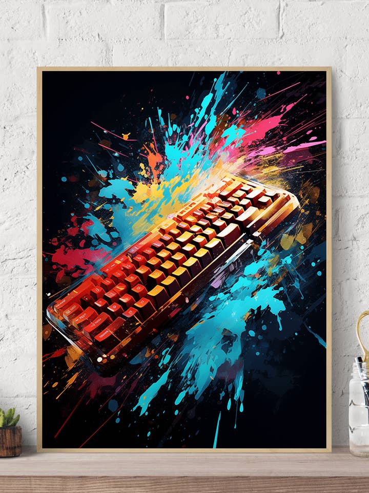 Vibrant Creative Splash Keyboard Canvas Wall Art Print for wholesale by Arttique - Artistry Canvas Prints
