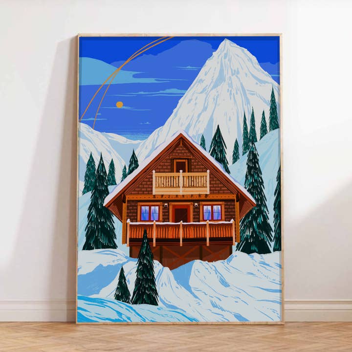 Emily Palmer Illustration - Wholesale Art Print - Festive Illustrated Wall Art Print -  Ski Chalet0