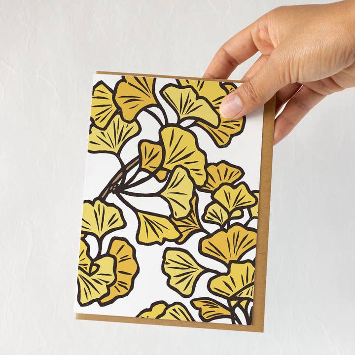 Lauren Nishizaki Designs - Wholesale Everyday Greeting Card - Ginkgo Branches - Card1