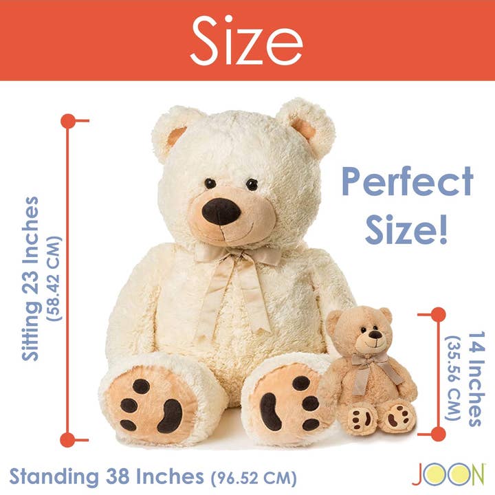 ShopBobbys - Wholesale Stuffed/plush toy – Kids & baby - JOON Huge Teddy Bear With Ribbon, Cream3